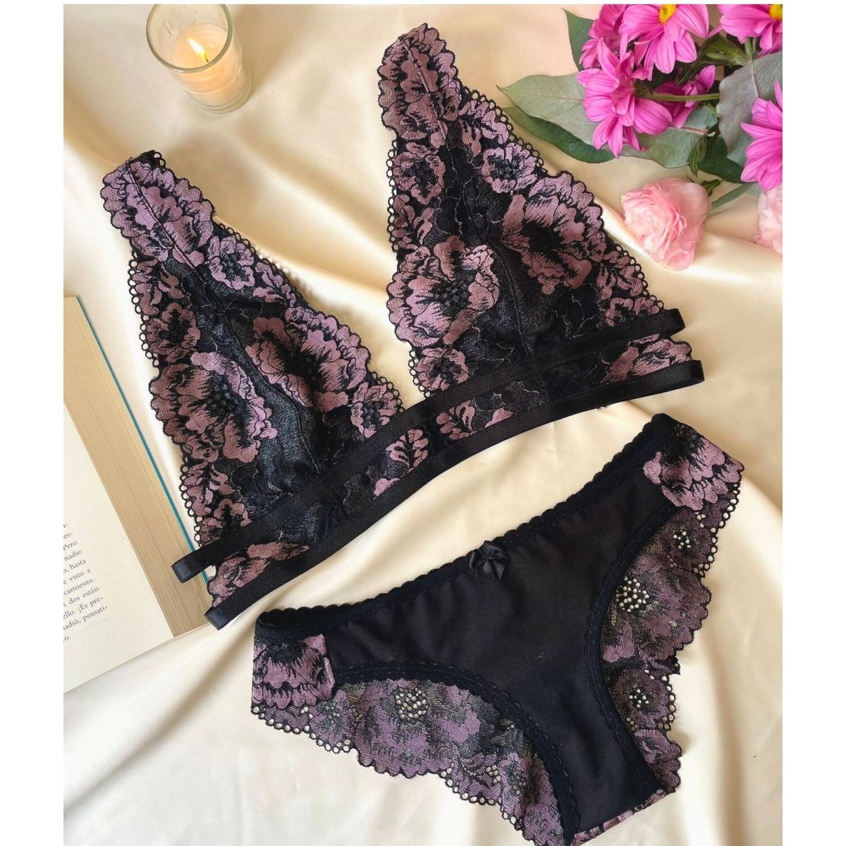 GENERICO - Bralette y pantie Conjunto Frida ropa interior de encaje