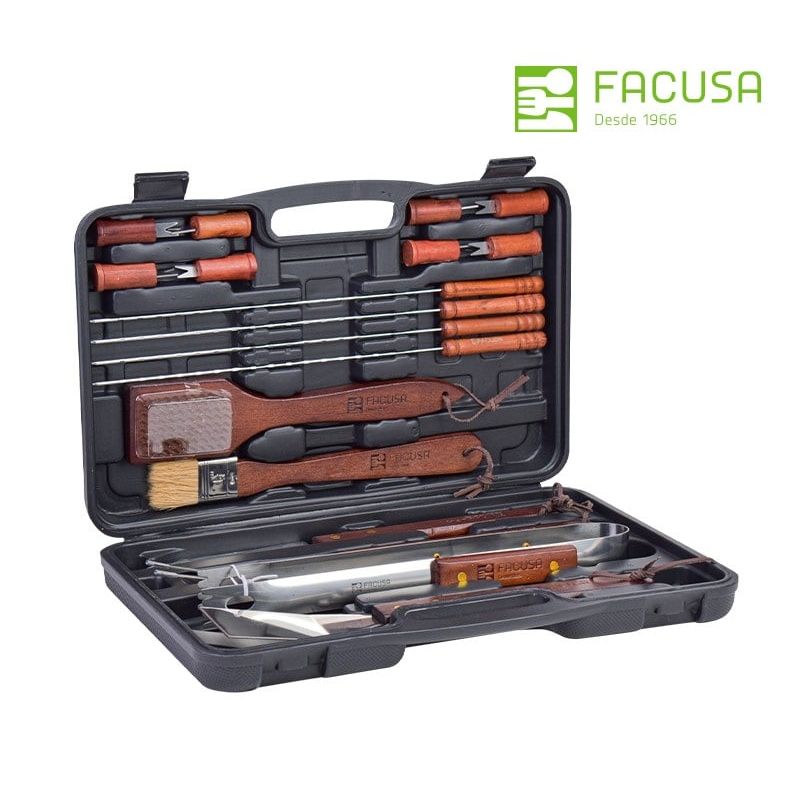 FACUSA - Set de Utensilios para Parrilla 18 piezas con Maletín BBQ Facusa