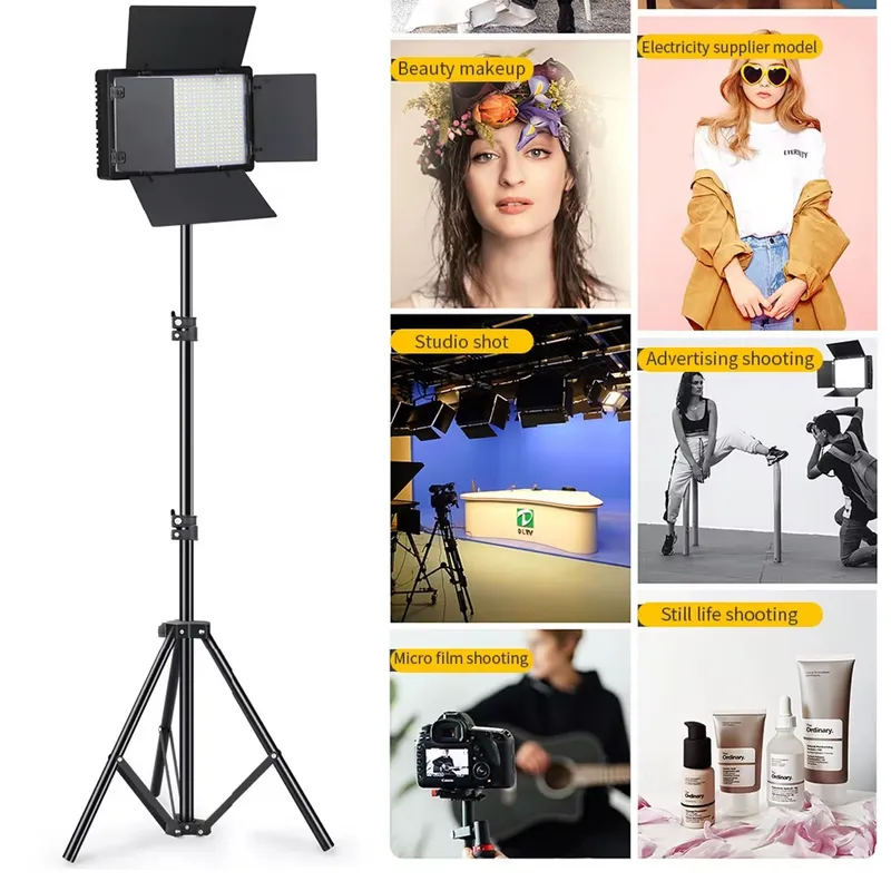 GENERICO - Kit Panel LED RL-1200 con Barndoors + Trípode 210 cm