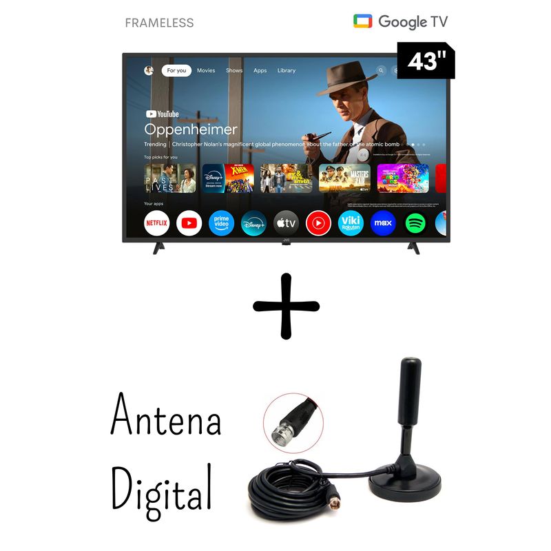 GENERICO - Televisor JVC 43 Pulgadas FHD Google TV Smart Tv LT-43KM348 + Antena Digital (2024)