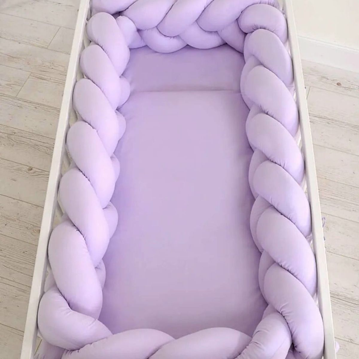 GENERICO - Protector de cuna trenzado 3 metros Terciopelo Lila