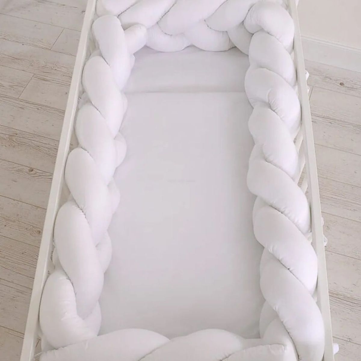 Protector de cuna trenzado 2 metros tercipelo Blanco, marca GENERICO - Foto 2
