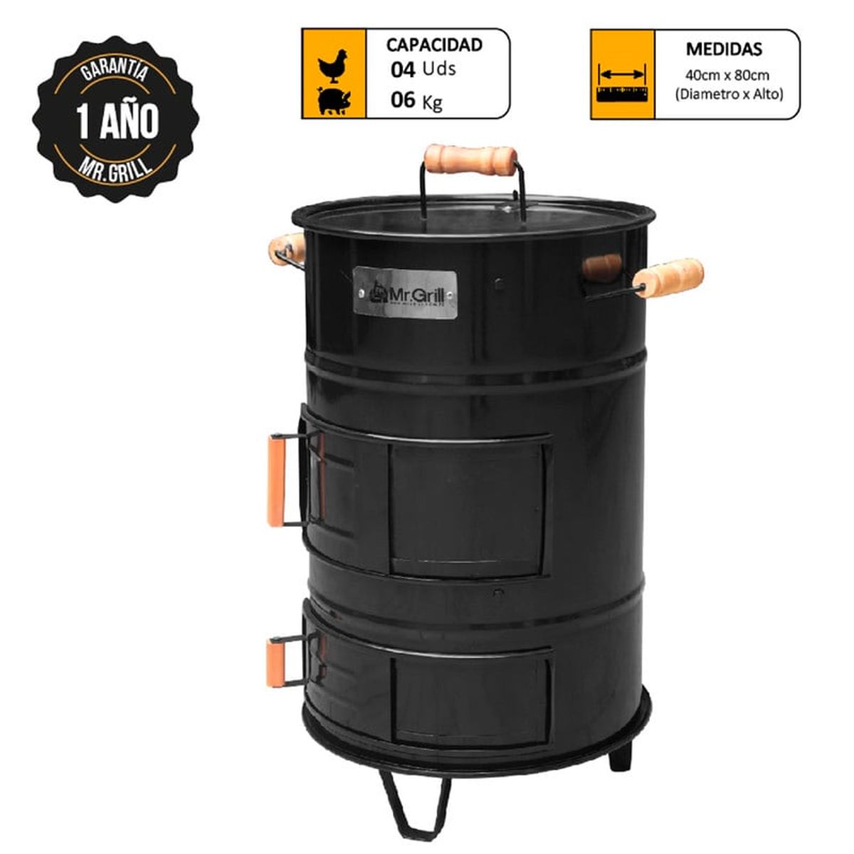 MR GRILL - Cilindro Ahumador chico fierro