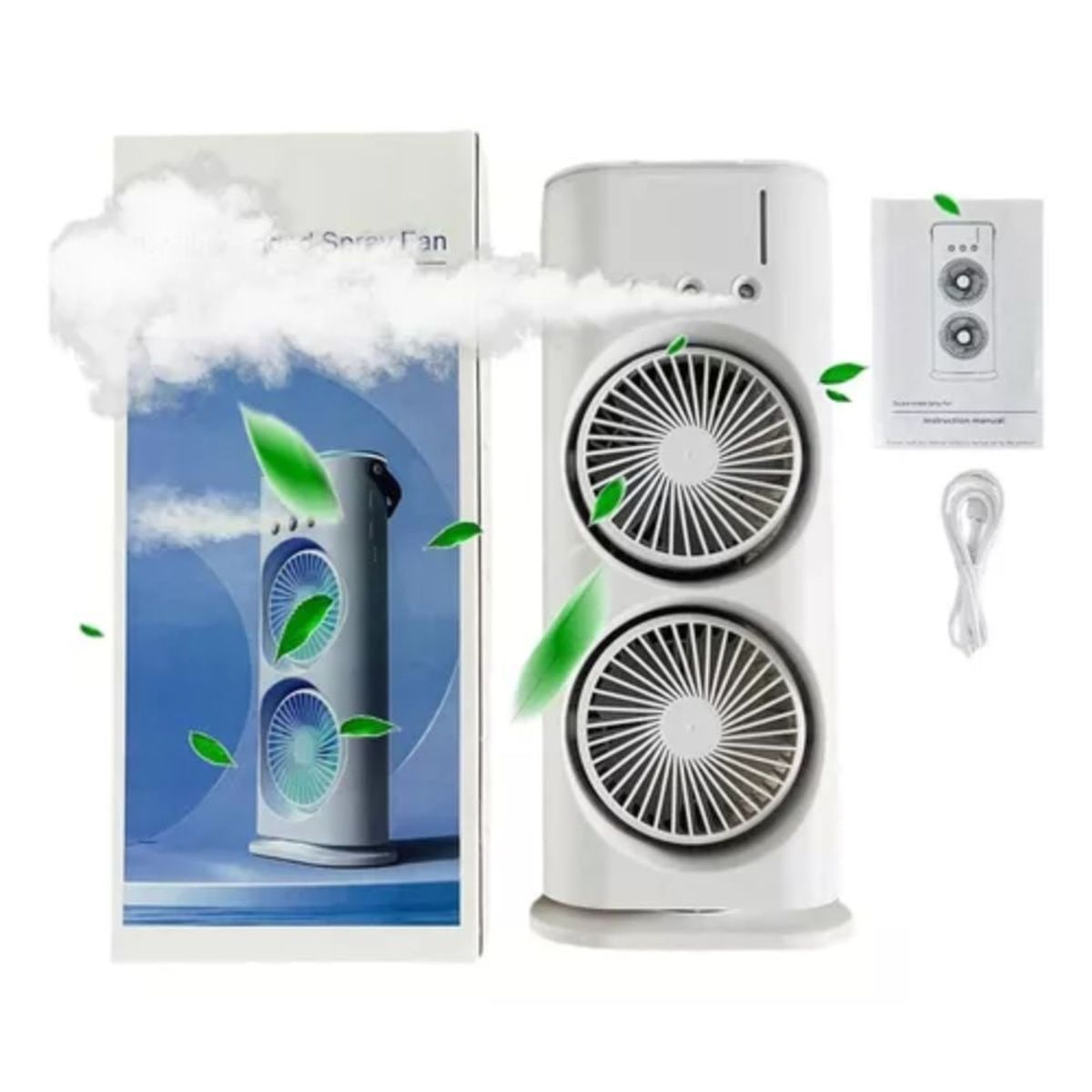 GENERICO - Ventilador portatil con humidificador giratorio