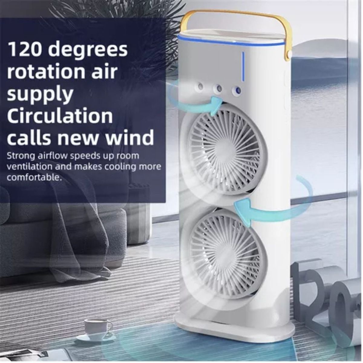 GENERICO - Ventilador portatil con humidificador giratorio