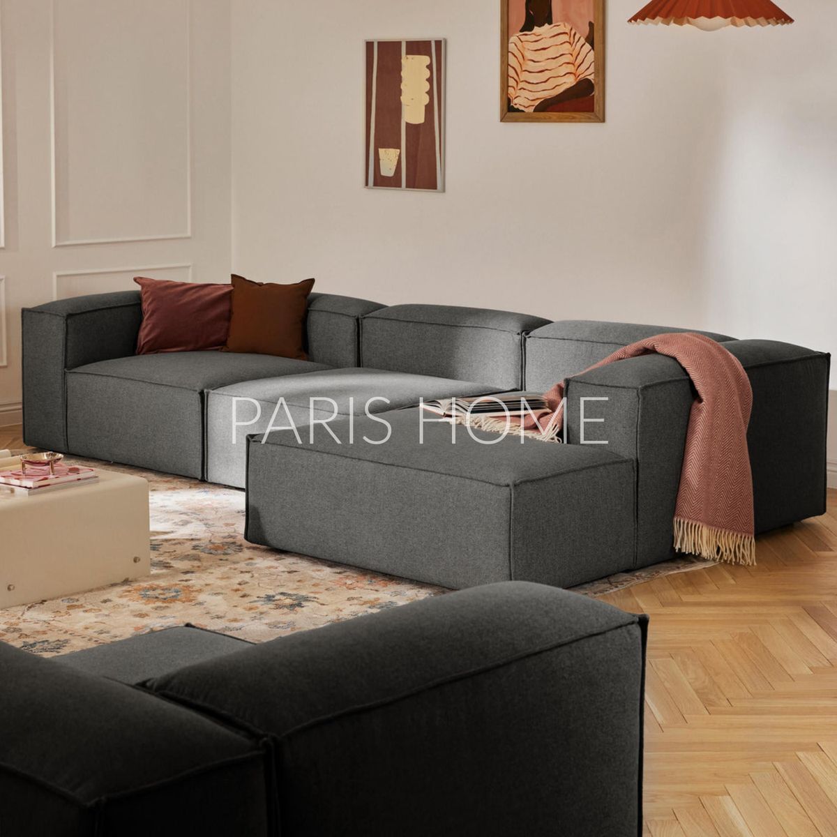 GENERICO - Sofá Esquinero Derecho Monarch Tejido - Gris Oscutro