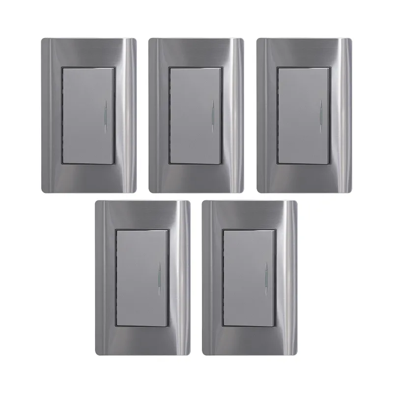 KLISMAN - Interruptor simple PC plateado Pack x 5 Klisman