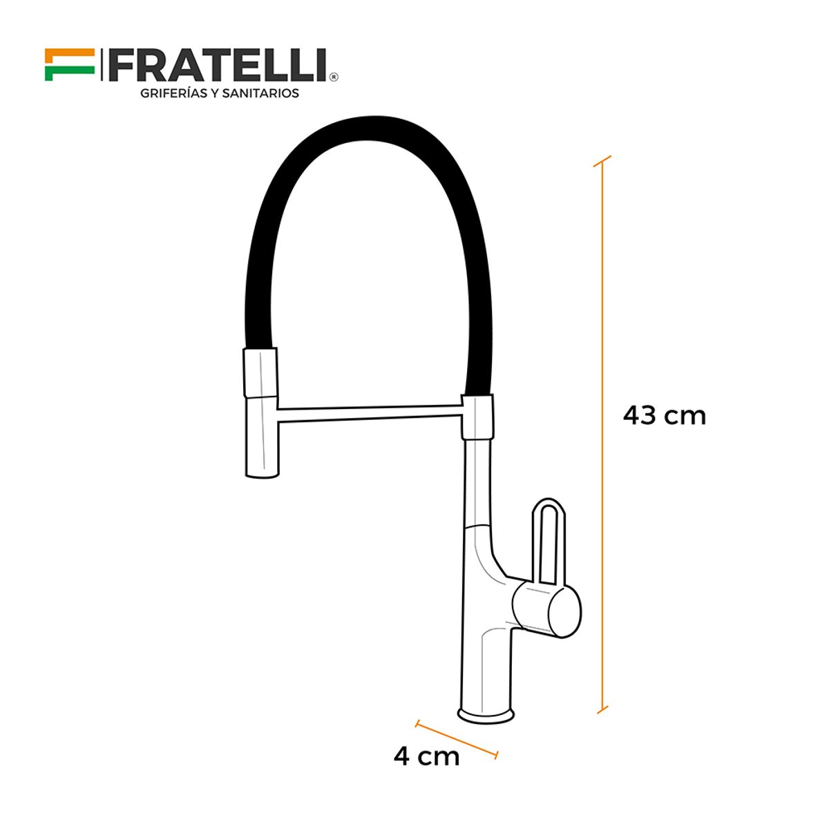 FRATELLI - Mezcladora Para Cocina Dallas - 1 Cromado - Fratelli Premium