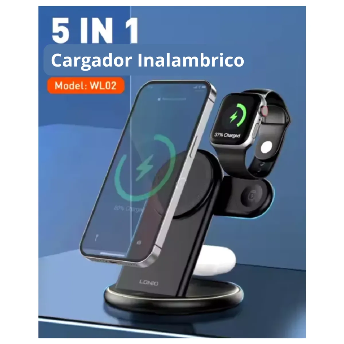 LDNIO - Cargador Inalámbrico Carga Rapida Ldnio WL02 Base Magnética