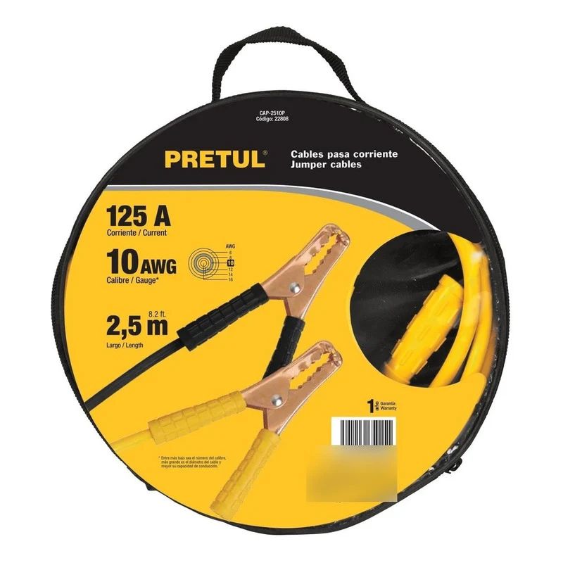PRETUL - Cable para Batería 125AMP  2. 5m Pinza Cocodrilo