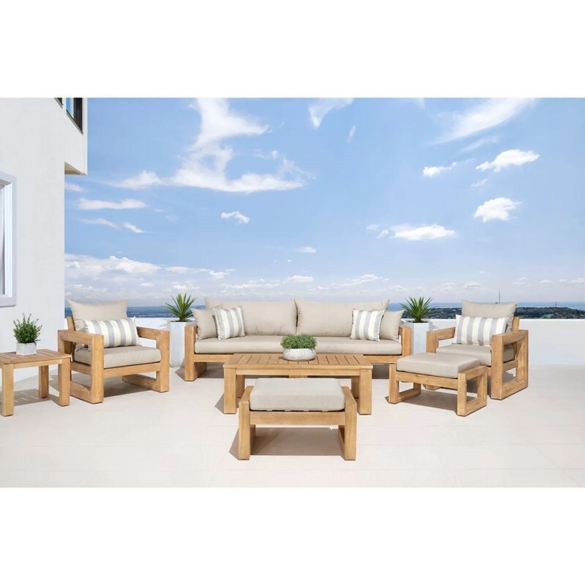 DMUEBLES - MP SALA TERRAZA / JARDIN ELY ORIGINAL 3-1-1 + 2 BANCAS + MESITA DE CENTRO (GRIS)
