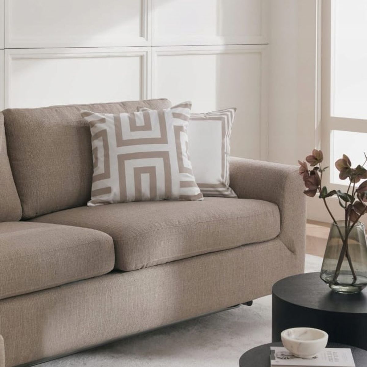 GENERICO - Set 02 Cojines Cuadros Beige 40X40 Cm