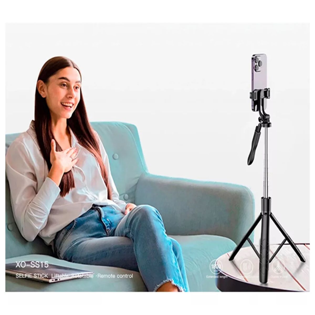 XO - SELFIE STICK TRIPODE XO-SS15 CON CONTROL BUETOOTH NEGRO