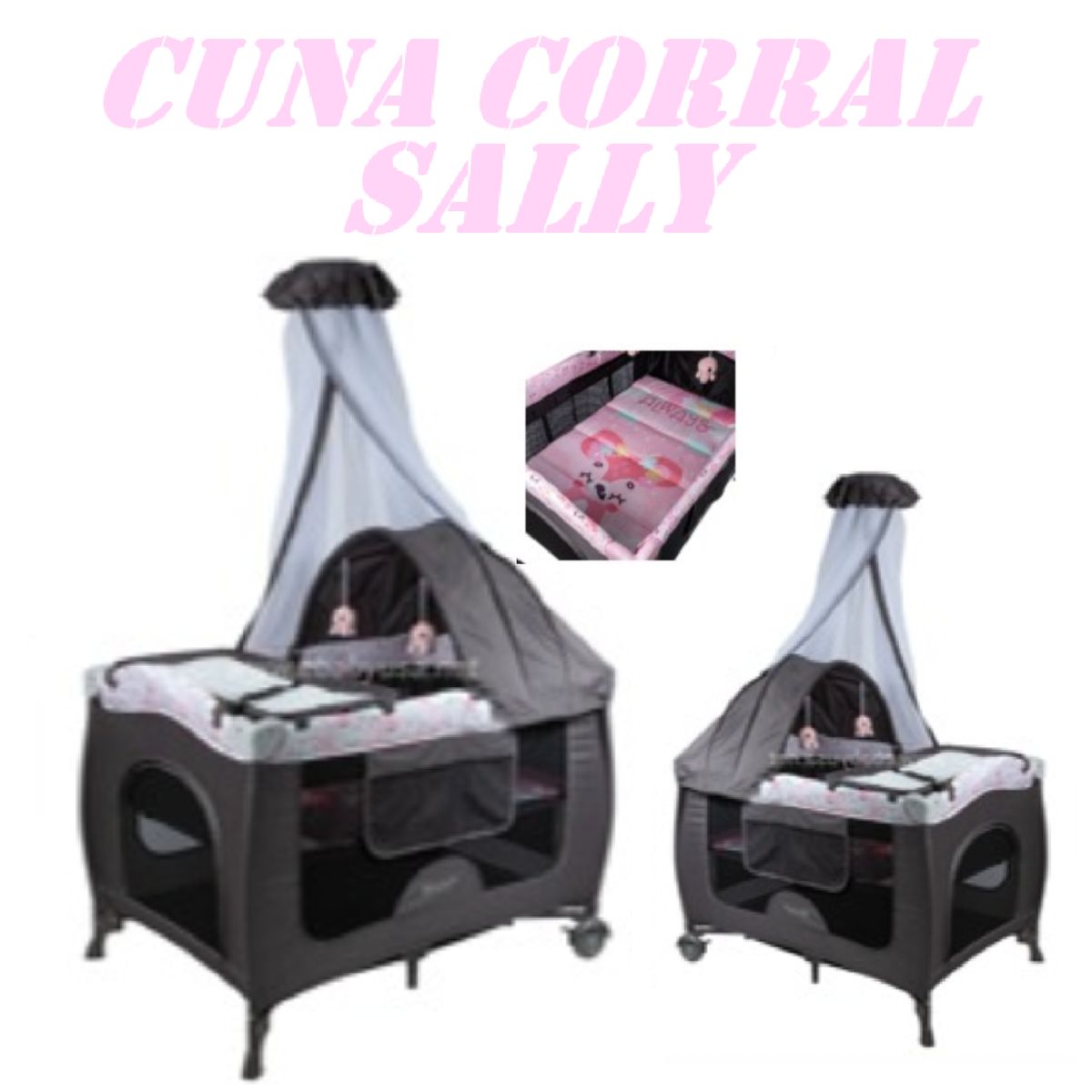 EBABY - Nueva Cuna Corral Sally Con Cambiador 716-4 -Rosa