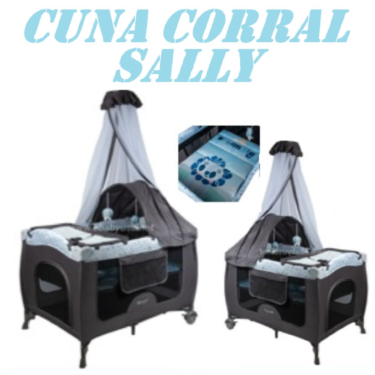 EBABY - Nueva Cuna Corral Sally Con Cambiador 716-4 -Celeste