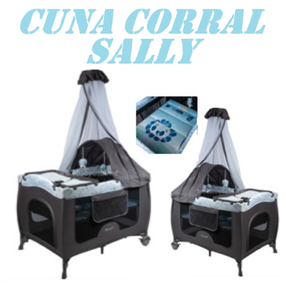 EBABY - Nueva Cuna Corral Sally Con Cambiador 716-4 -Celeste