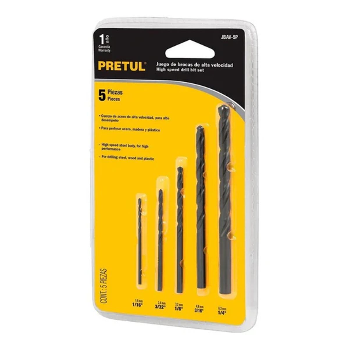 PRETUL - Set de Juego de 5  Brocas para Metal