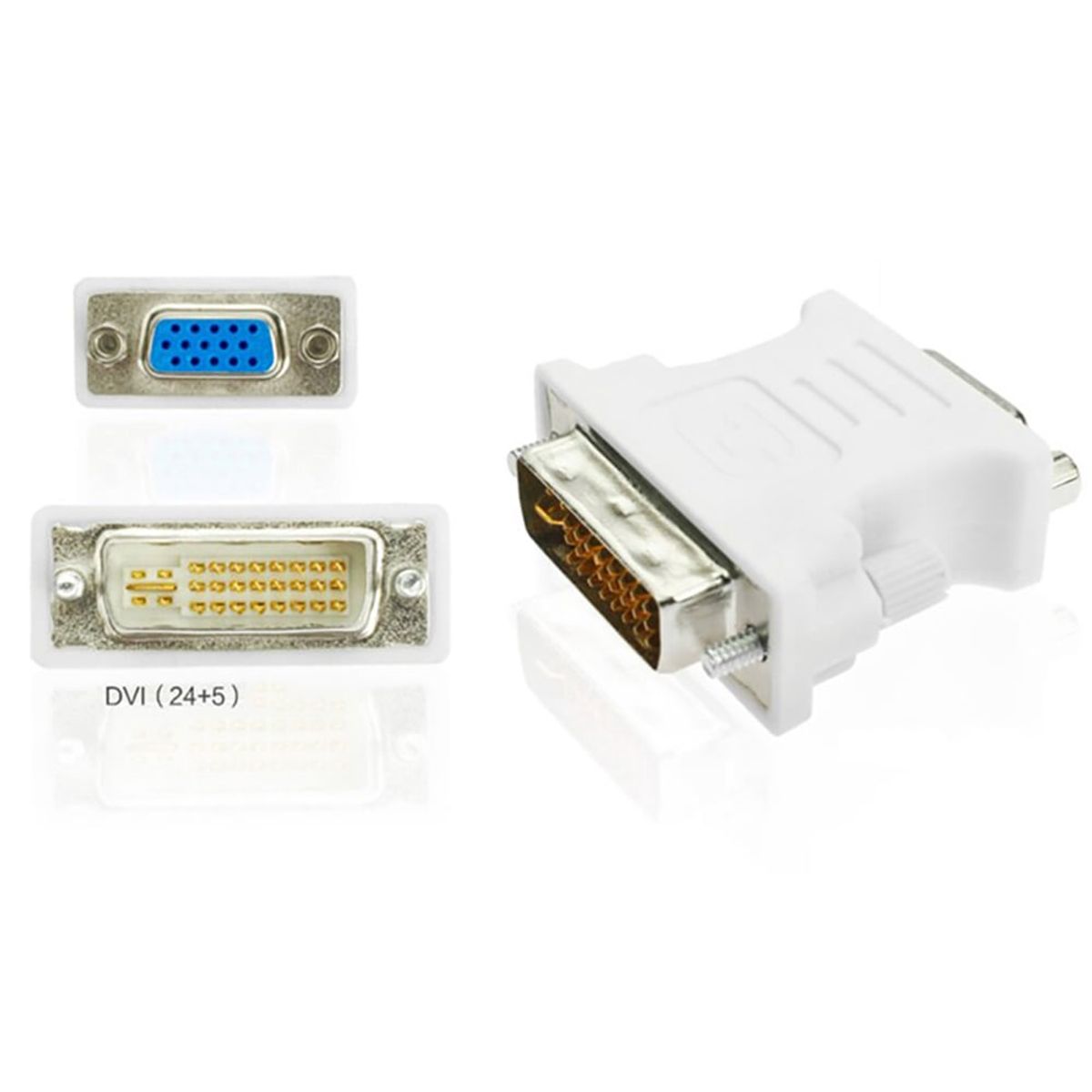 GENERICO - DVI 24+5 a VGA Adaptador Conector - Blanco