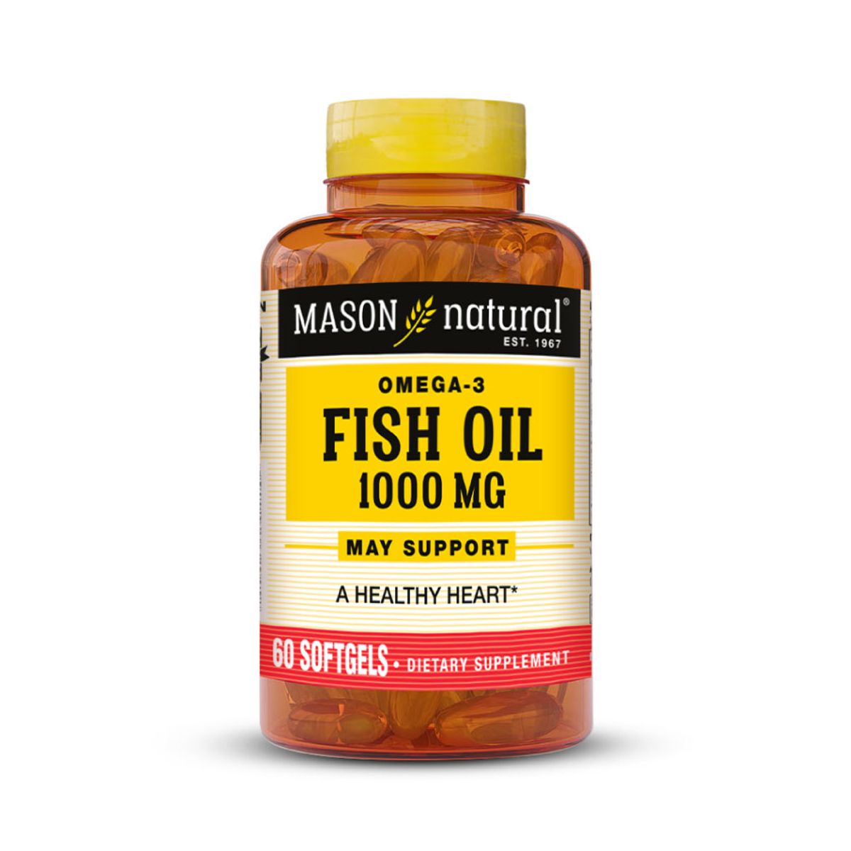 MASON NATURAL - Omega 3 Aceite de Pescado 1000 MG - Mason Natural- 60 Cápsulas Blandas