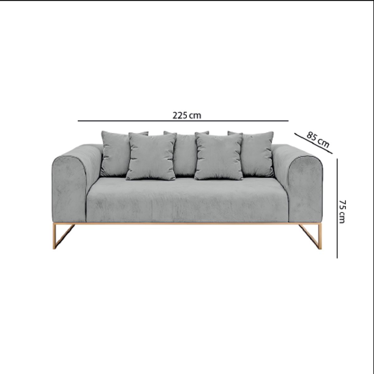 BARAKA HOME - Juego de sala 3 2 1 Dolneni + Banqueta + Mesa de centro - Gris claro