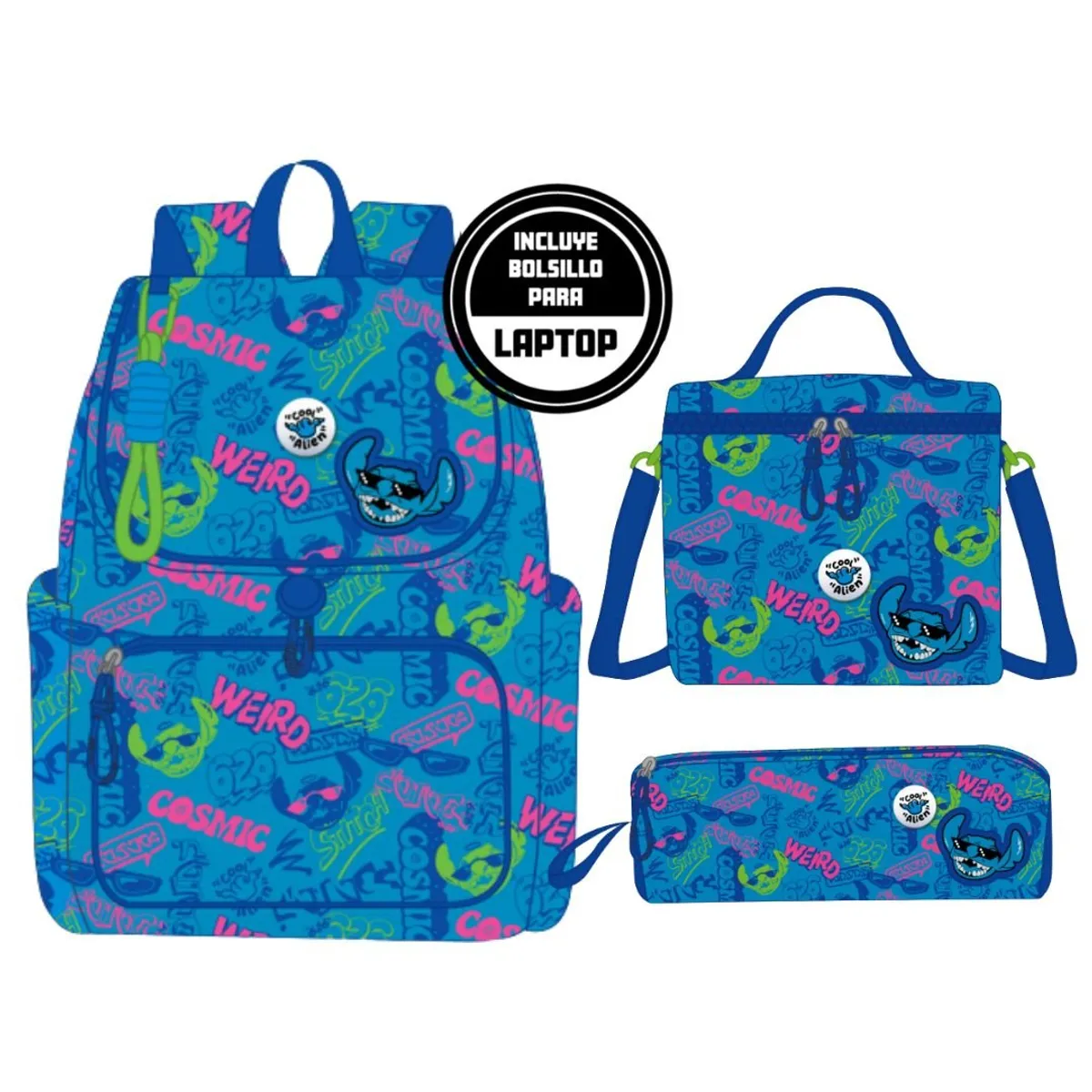 DISNEY - Pack Escolar Mochila Oficio Premium Disney Stitch Azul
