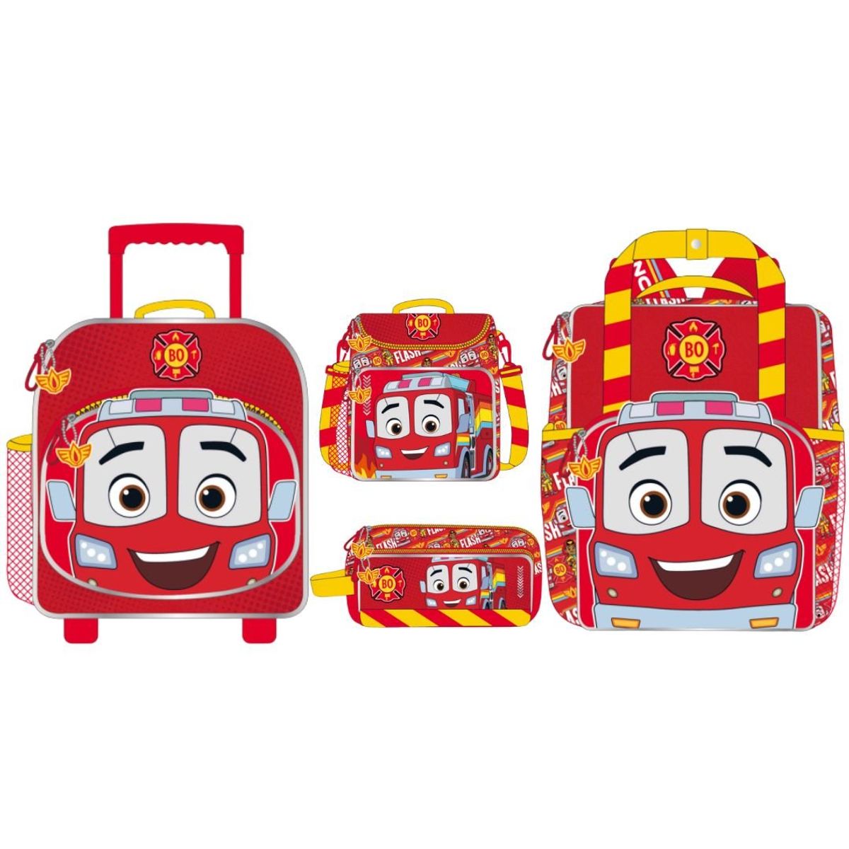 DISNEY - Pack 4 Maleta Mochila Nido Premium Disney Firebuds Rojo