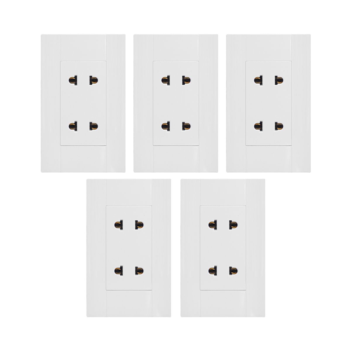 KLISMAN - Tomacorriente doble PC blanco Pack x 5 Klisman