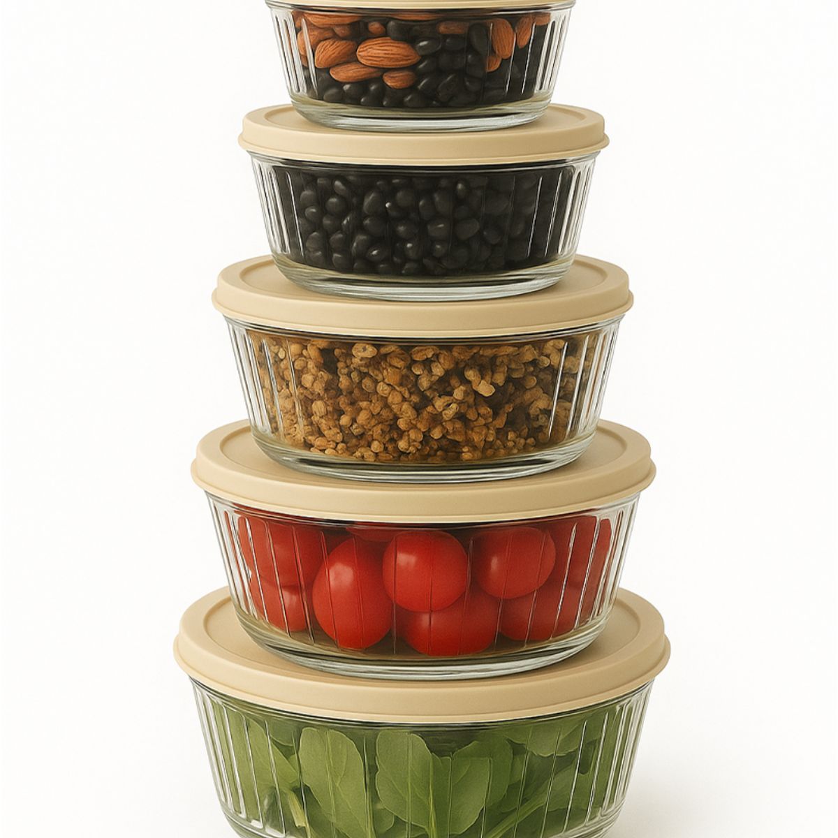 BELESSI - Set X5 Tapers Herméticos de Vidrio con Tapa