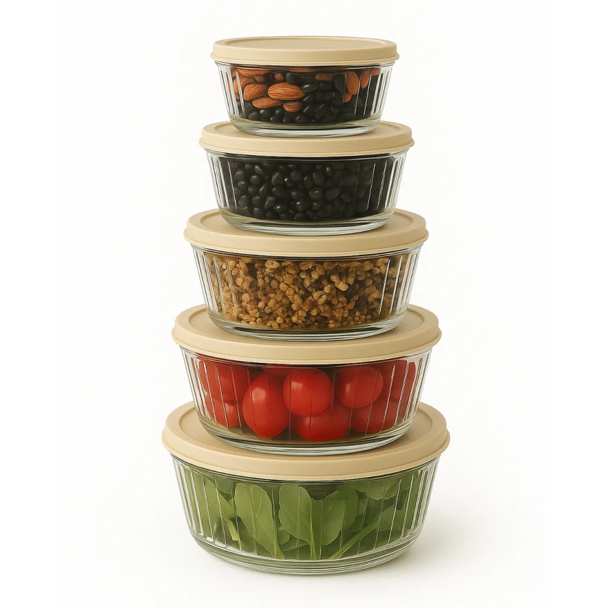 BELESSI - Set X5 Tapers Herméticos de Vidrio con Tapa