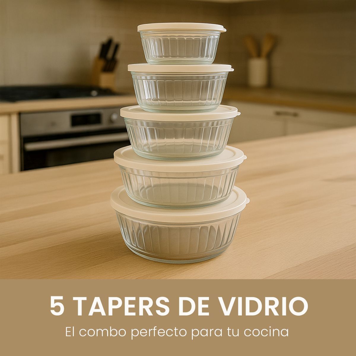 BELESSI - Set X5 Tapers Herméticos de Vidrio con Tapa