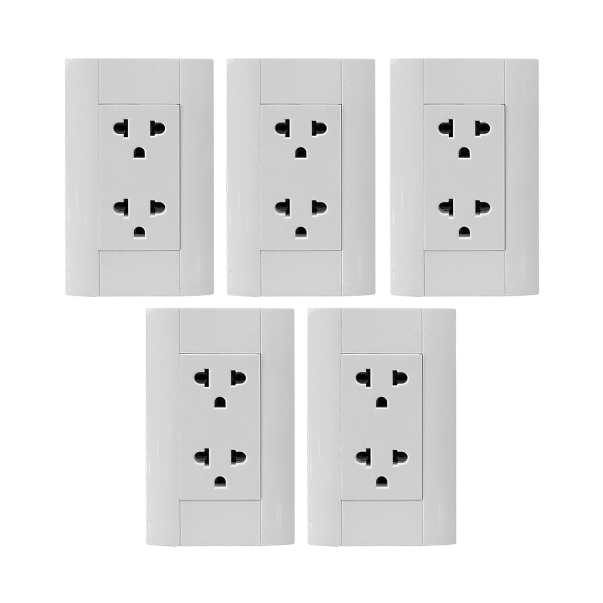 KLISMAN - Tomacorriente doble PC blanco Pack x 5 Klisman