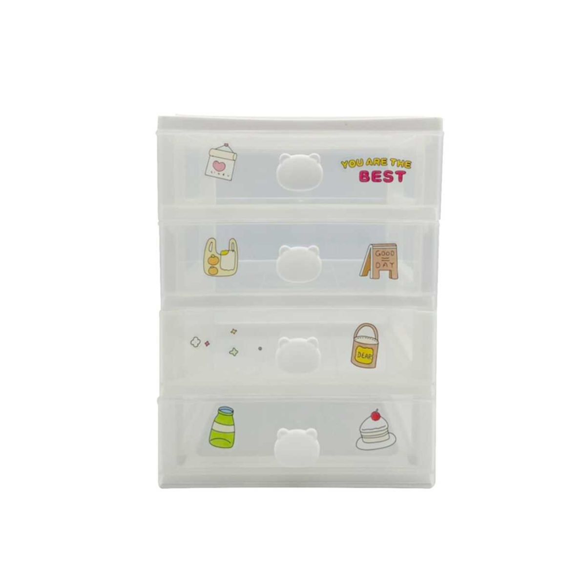 GENERICO - Organizado de 4 cajones con srickers OSITO Blanco