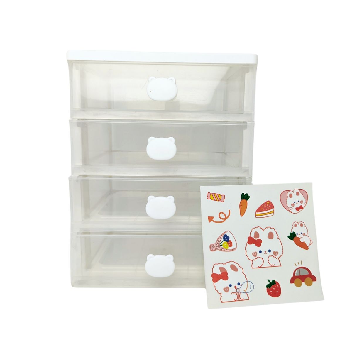 GENERICO - Organizado de 4 cajones con srickers OSITO Blanco