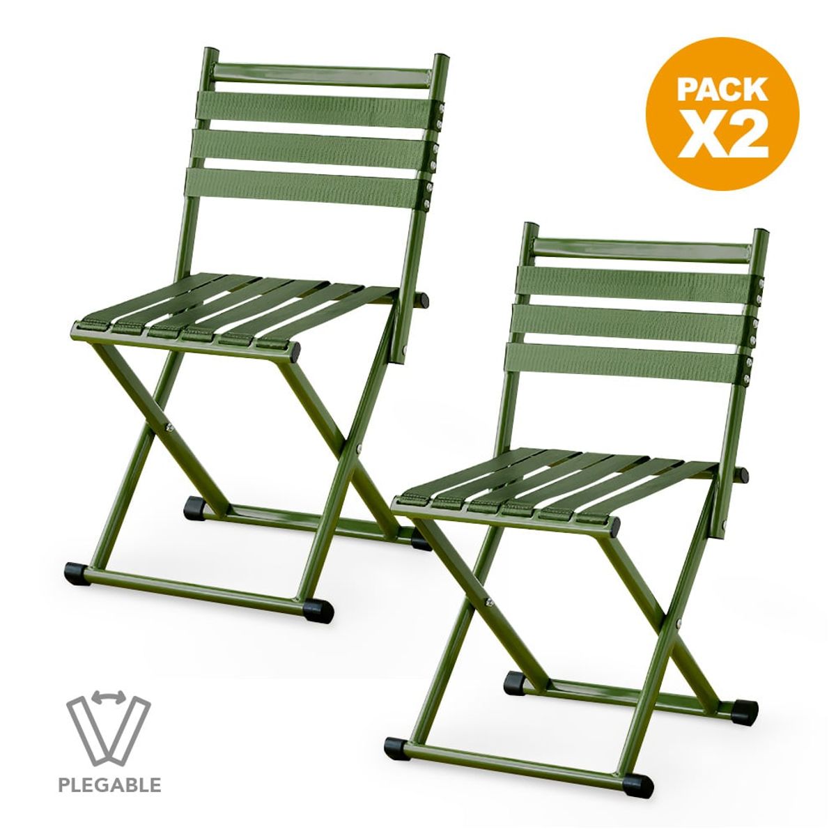 KELLER - Pack X2 Silla Plegable 2 en 1 para Playa Camping VD DD4