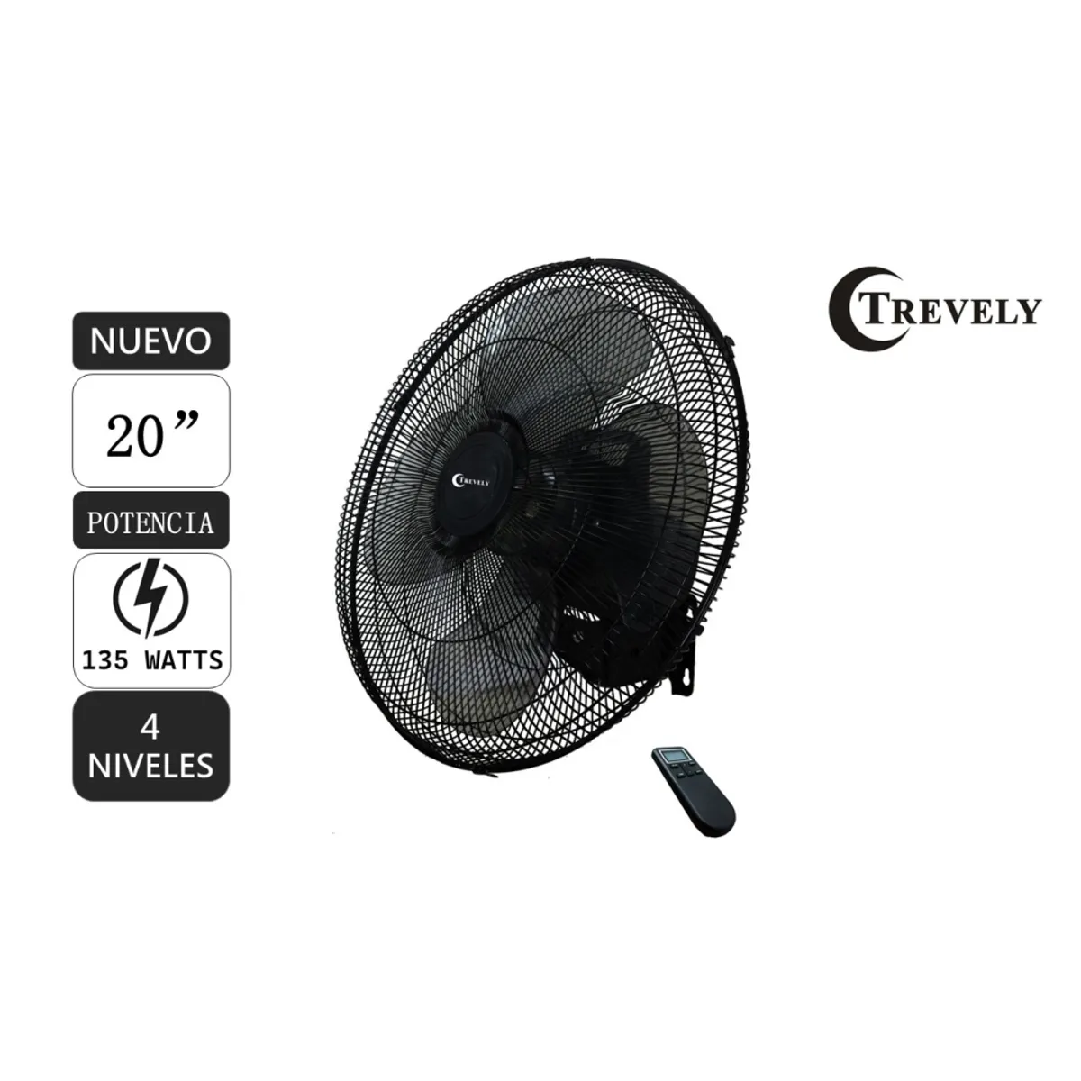 TREVELY - Ventilador Industrial pared 20 TREVELY VT-204C - control remoto - 135W