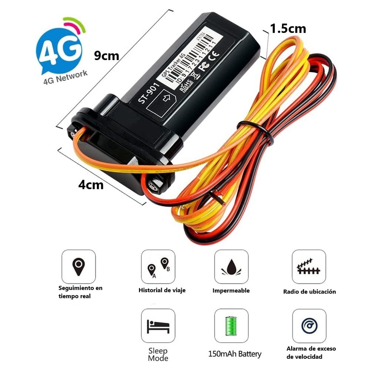 SINOTRACK - GPS con batería posicionamiento real ST-901 4G