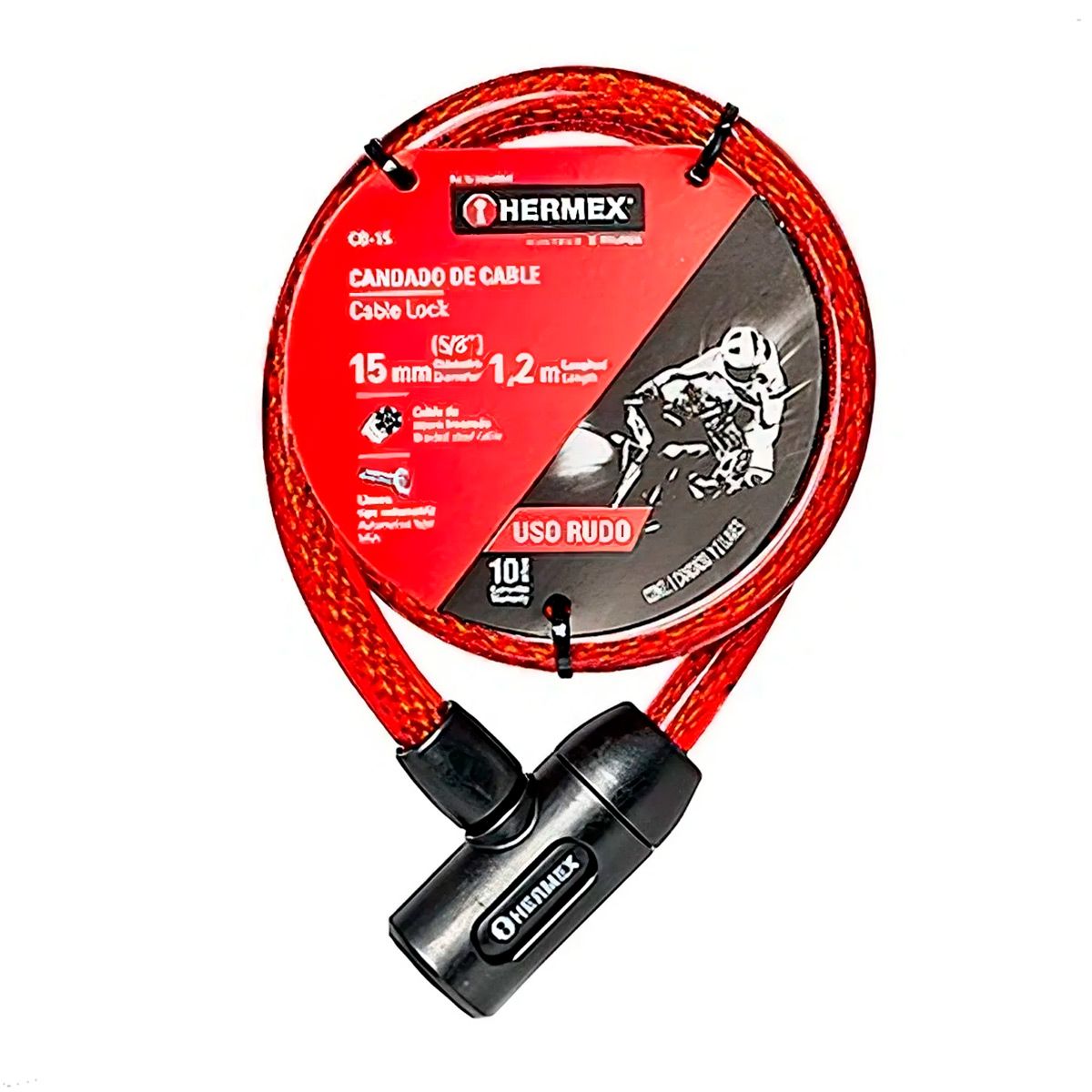 HERMEX - Cadena Seguridad 15mm X 1.20 mts Hermex Moto Bicicleta