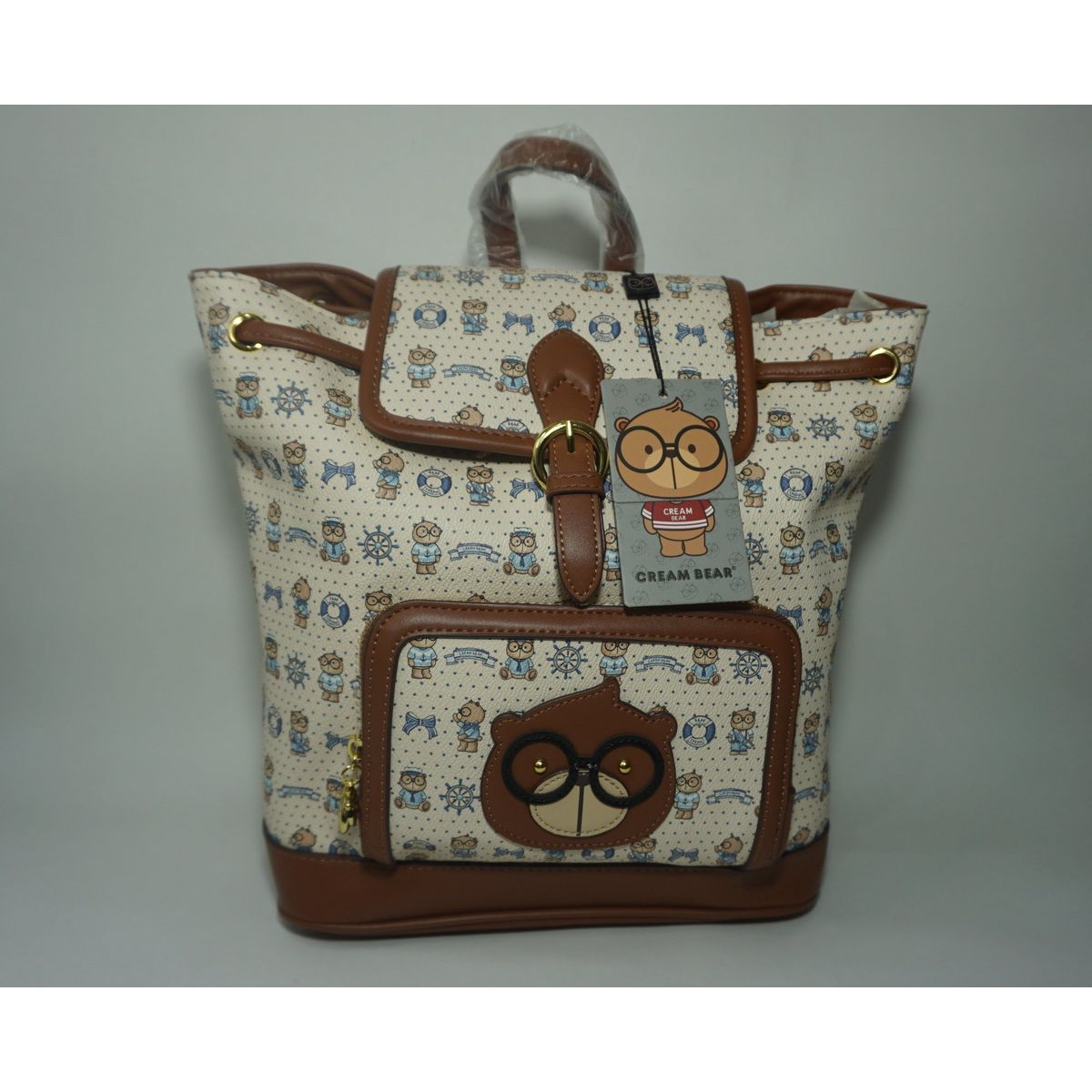 GENERICO - MOCHILA DE CUERO  CREAM BEAR