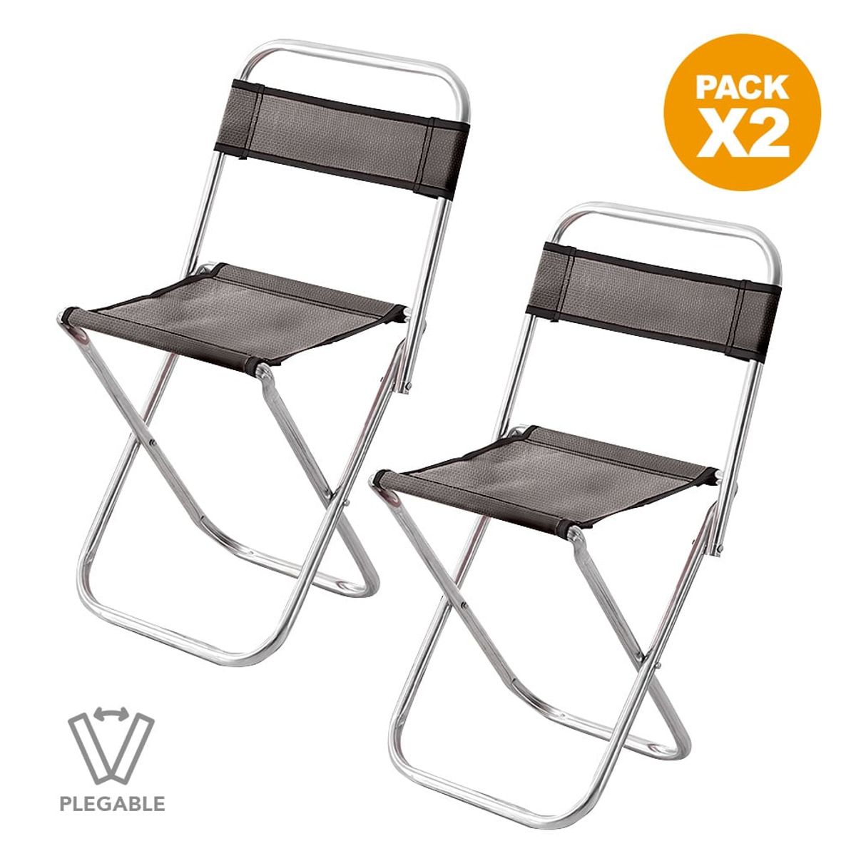 KELLER - Pack X2 Silla Plegable para Playa Camping 2 en 1 GR JD3