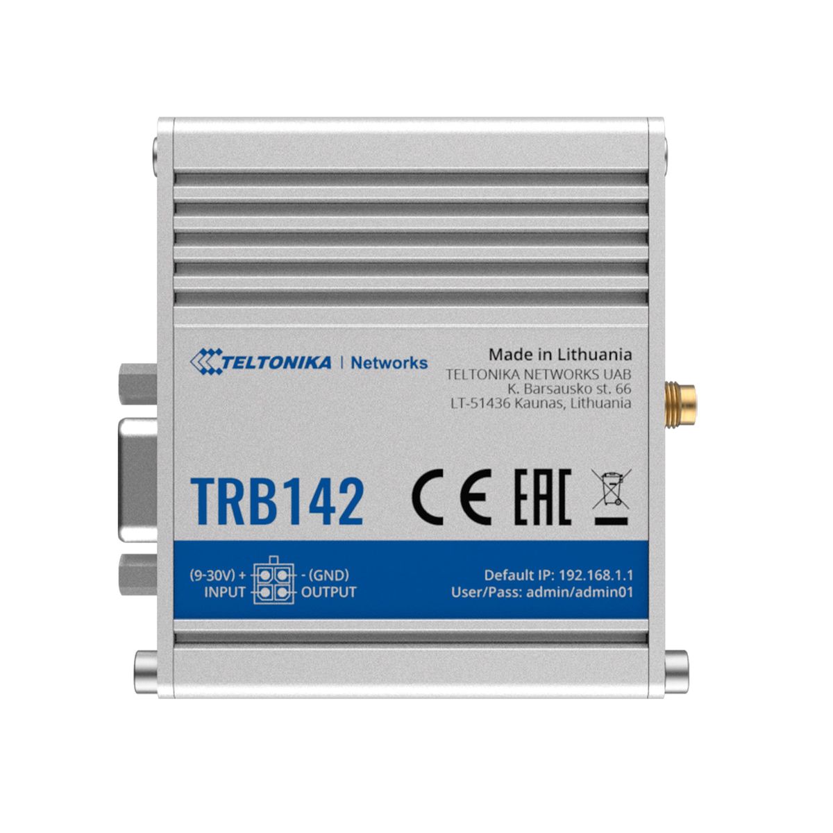 TELTONIKA - GATEWAY INDUSTRIAL TELTONIKA 4G LTE TCP RS232 NEGRO PN TRB142