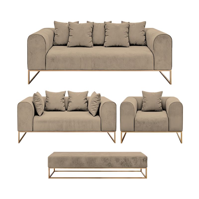 BARAKA HOME - Juego de sala 3 2 1 Luxury Dolneni + Banqueta - Beige claro