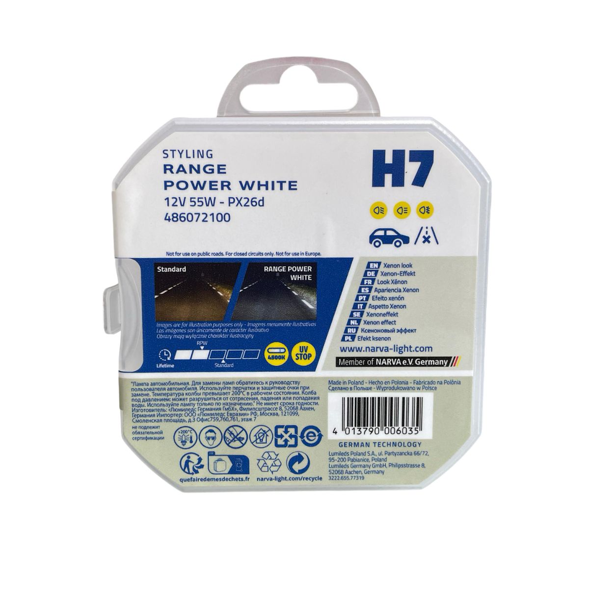 NARVA - Foco Narva Xenón H7 12v 55w Azul Original