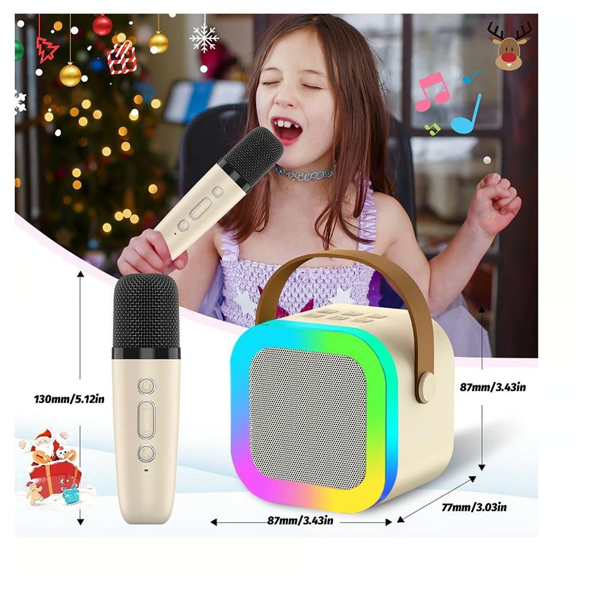 GENERICO - PARLANTE LUZ RGB + MICROFONO RECARGABLE BLANCO