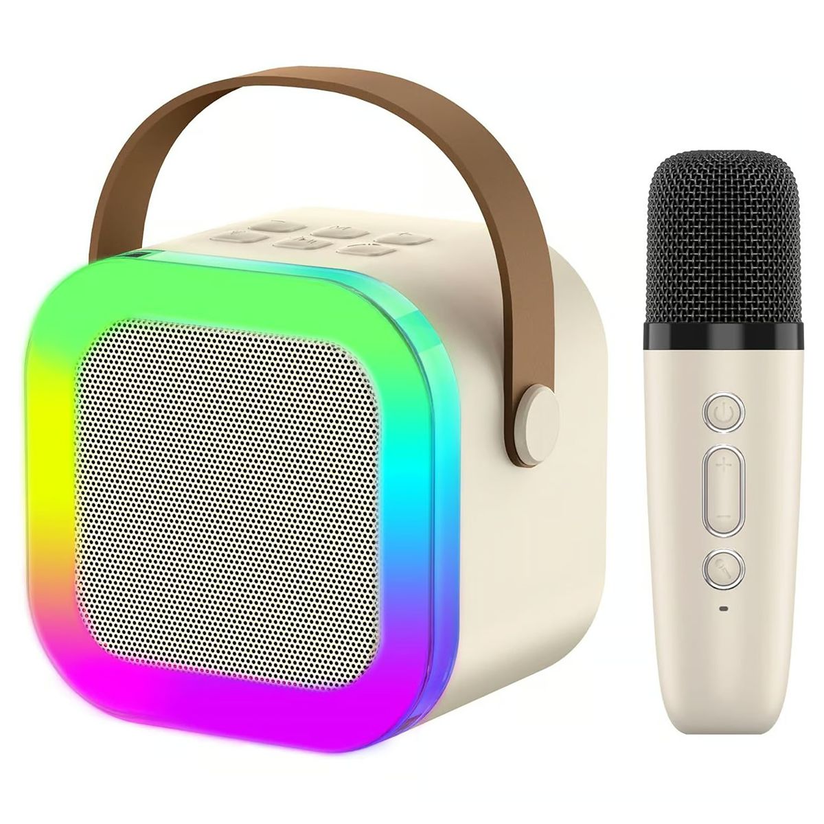 GENERICO - PARLANTE LUZ RGB + MICROFONO RECARGABLE BLANCO