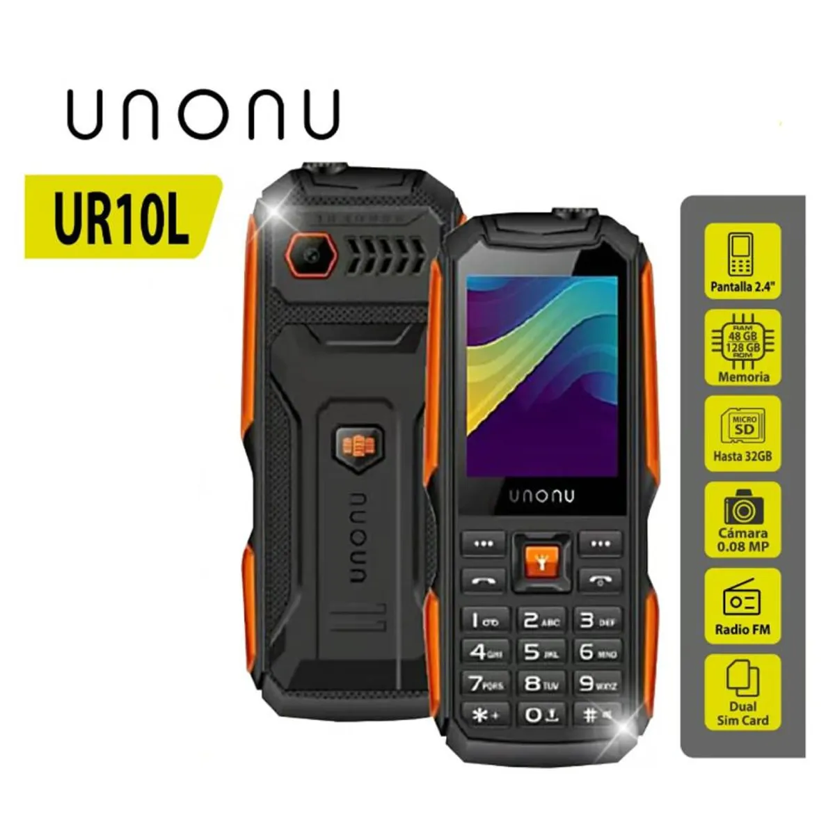 UNONU - Celular Unonu UR10L 4G Todo Terreno Basico Bateria de 5000mAh