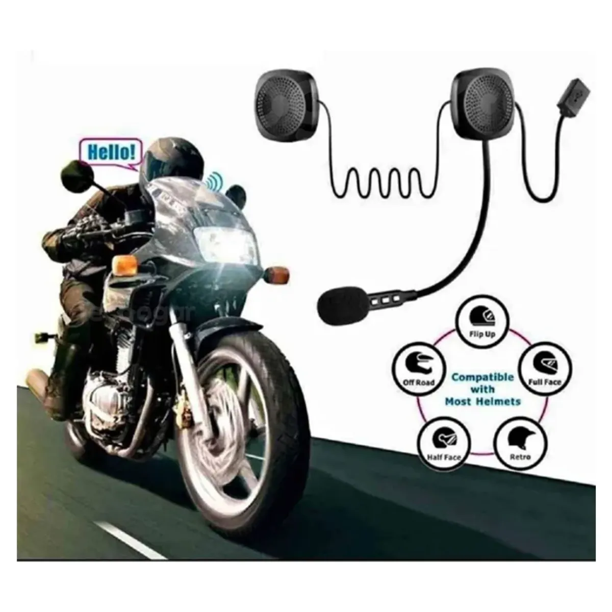 SEISA - Audífonos Bluetooth Para Casco Moto Con Micrófono Auricular Casco