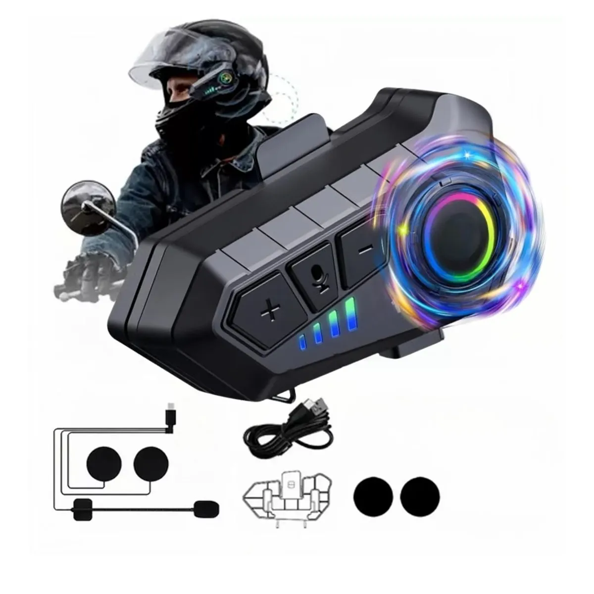 SEISA - Audífonos Bluetooth Para Casco Moto Con Micrófono Auricular Casco