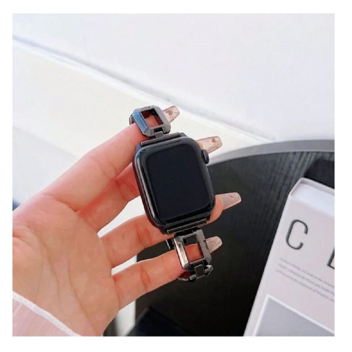 GENERICO - CORREA ACERO CHIC STEEL PARA WATCH 44-45-46 y 49 mm NEGRO