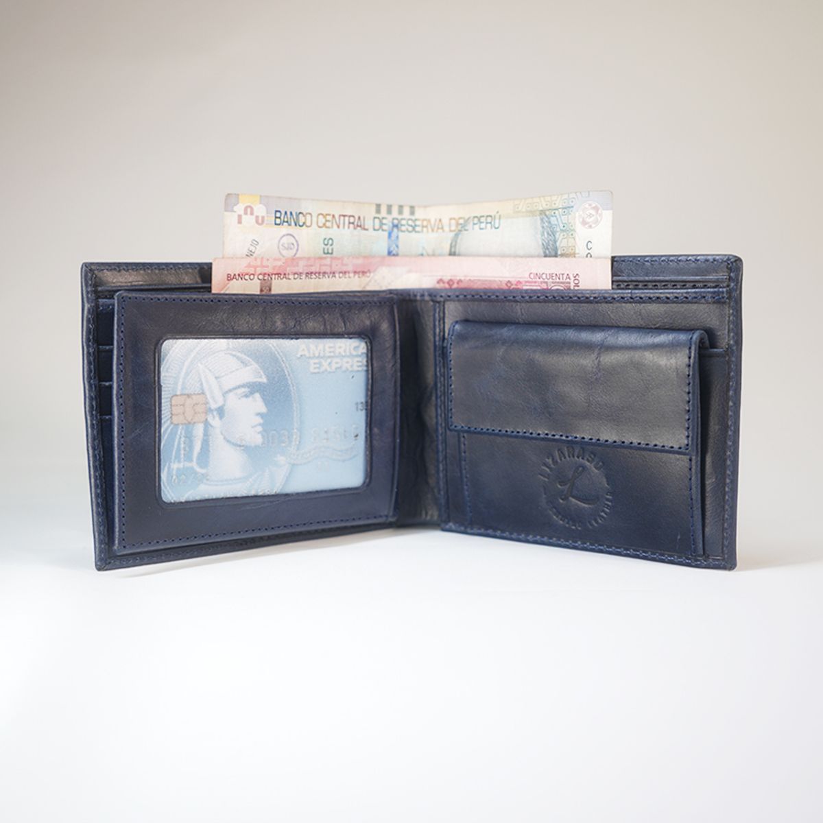 LIZARASO - BILLETERA DE CUERO PARA HOMBRE EN COLOR ENTERO DE LIZARASO CUEROS