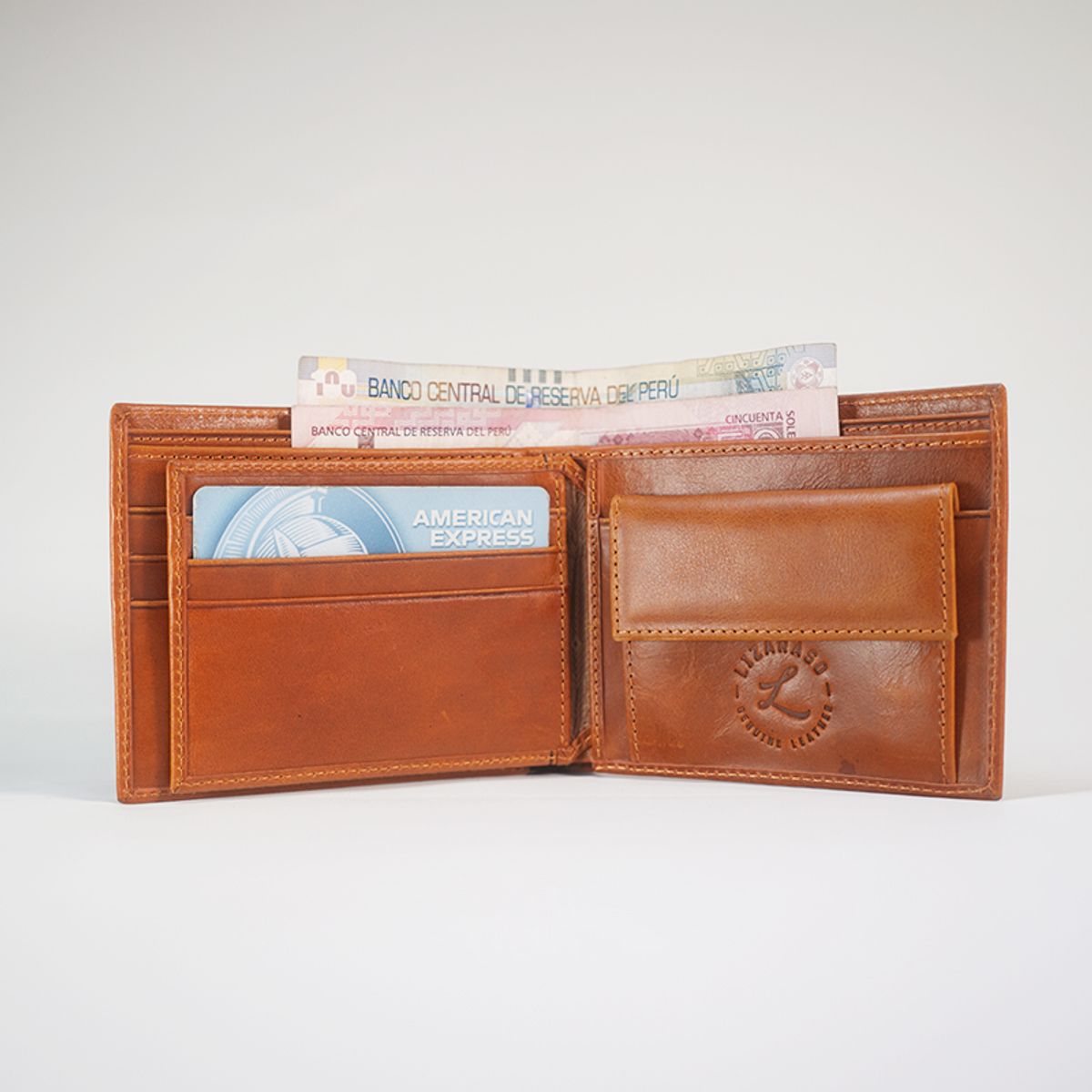 LIZARASO - BILLETERA DE CUERO PARA HOMBRE EN COLOR ENTERO DE LIZARASO CUEROS